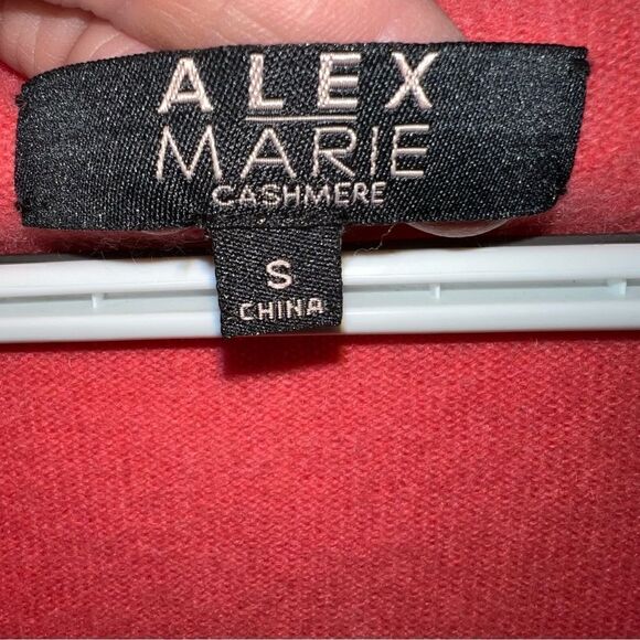 Alex Marie 100% Cashmere, V-neck, melon colored long sleeve SZ S sweater - Picture 6 of 10